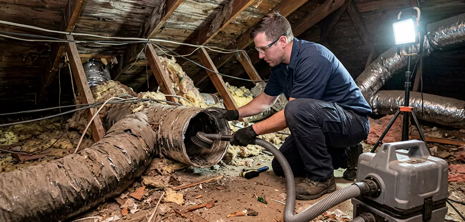 Storm-Damaged Attic Duct Cleaning in Rockville