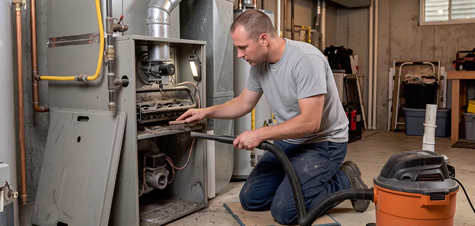 Burner and Heater Compartment Lint Removal in Rockville