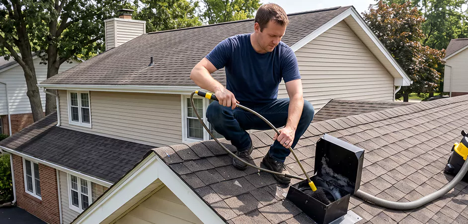 Multi-Story Roof Dryer Vent Cleaning in Rockville